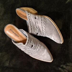 Jeffrey Campbell 7.5 Gray Suede Western-Style Pointed Mules